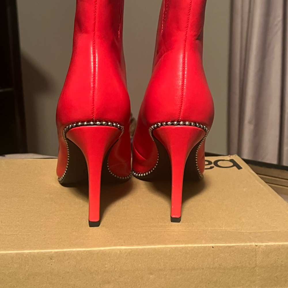 Bar III Fiery Red Heeled Boots Size 5